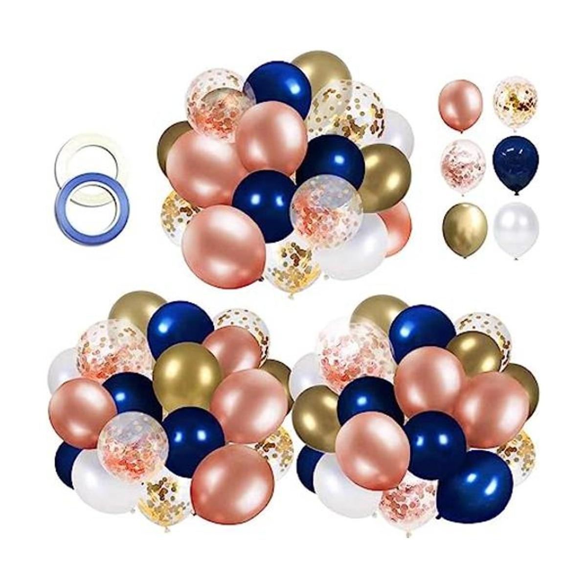 Paquete de 68 globos de látex de confeti color azul