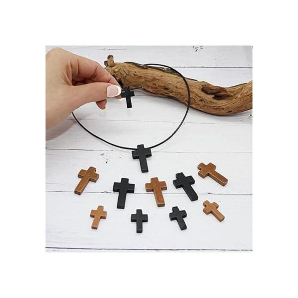 Colgantes de collar de cruz de madera para hacer joyas y