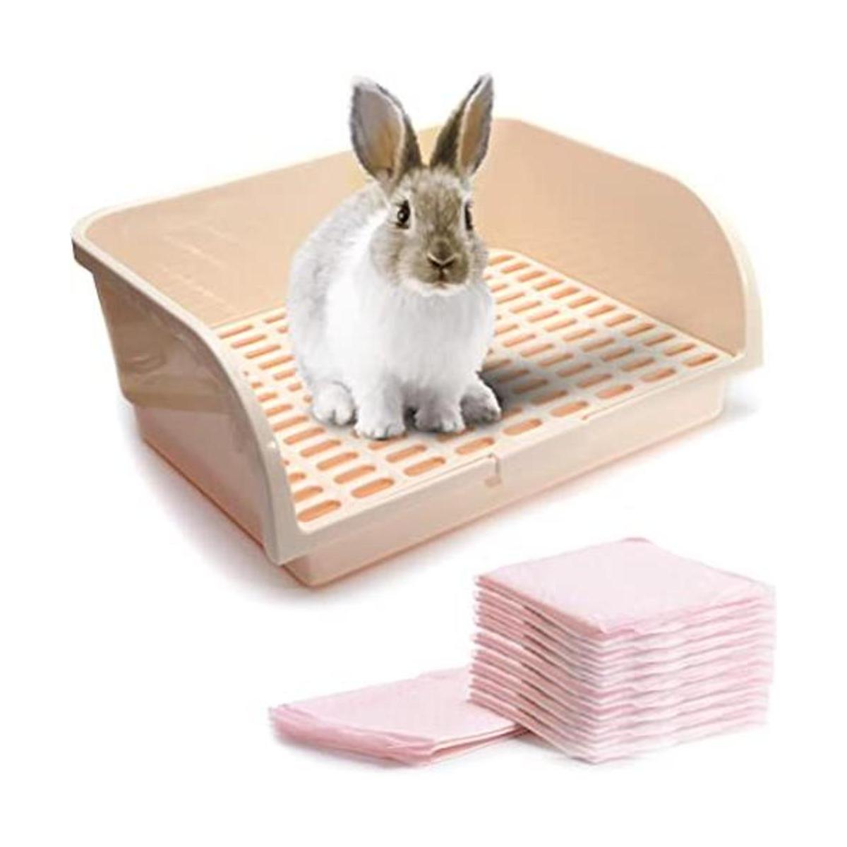 CALPALMY Large Rabbit Litter Box with Bonus Pads Drawer