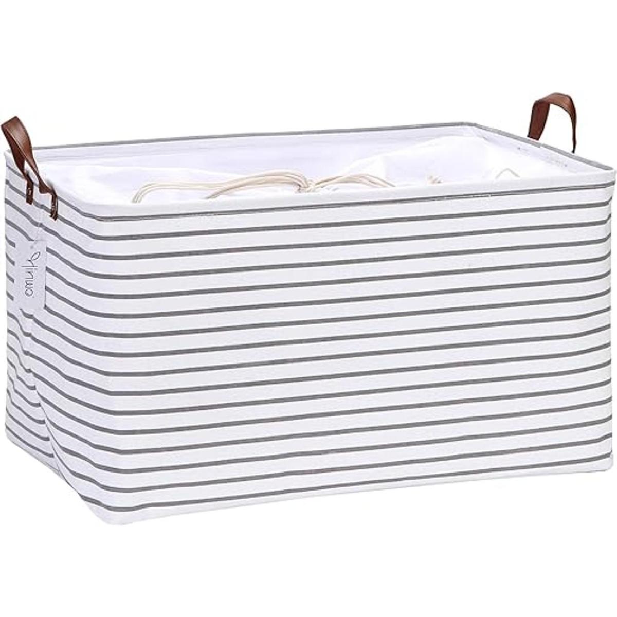 Hinwo Cesta de almacenamiento plegable de tela de lona de