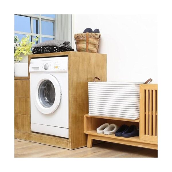 Hinwo Cesta de almacenamiento plegable de tela de lona de_2
