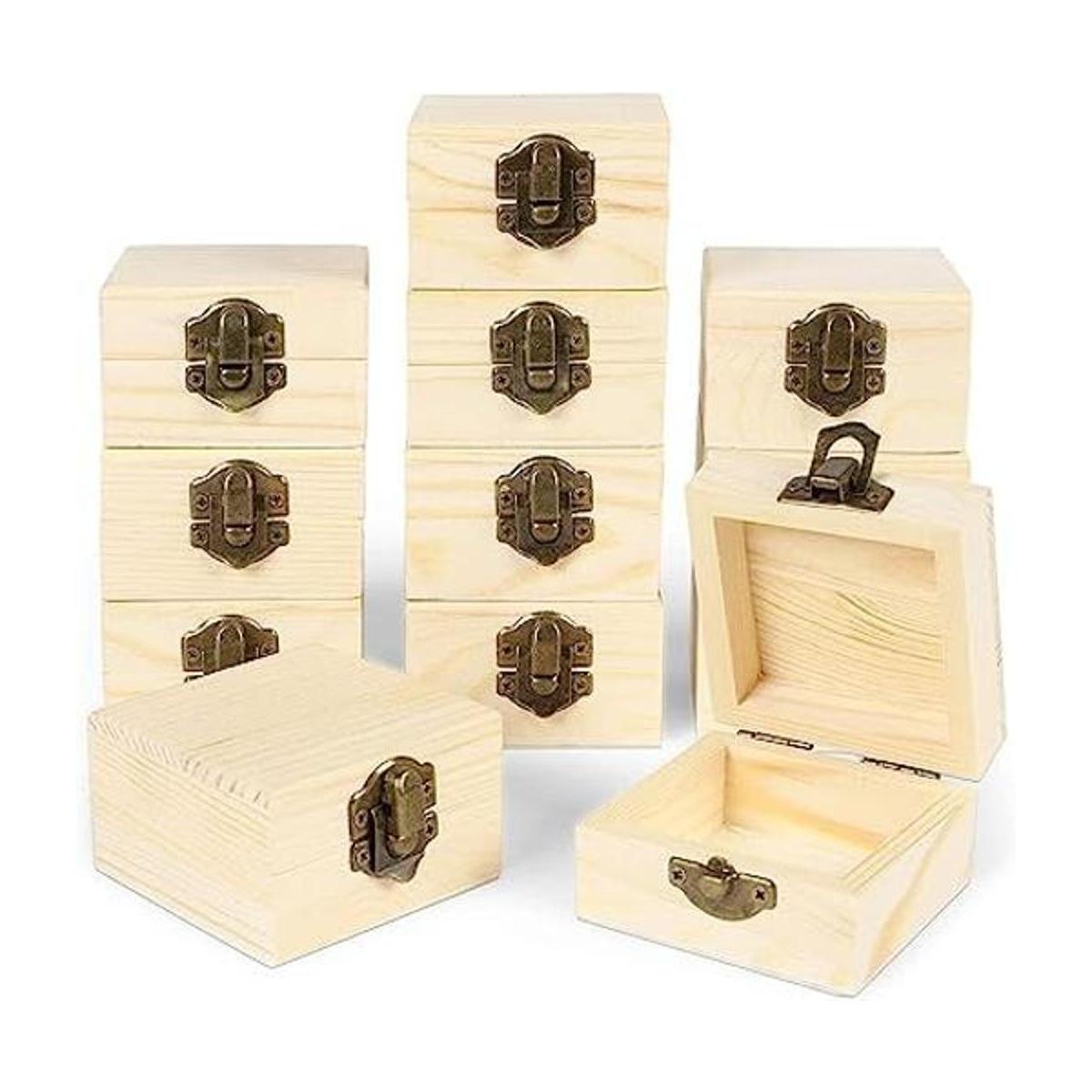 Caja de madera sin terminar con tapa cofre del tesoro