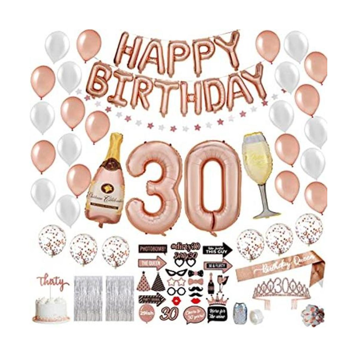 PartyHooman Decoraciones de cumpleaños número 30 para