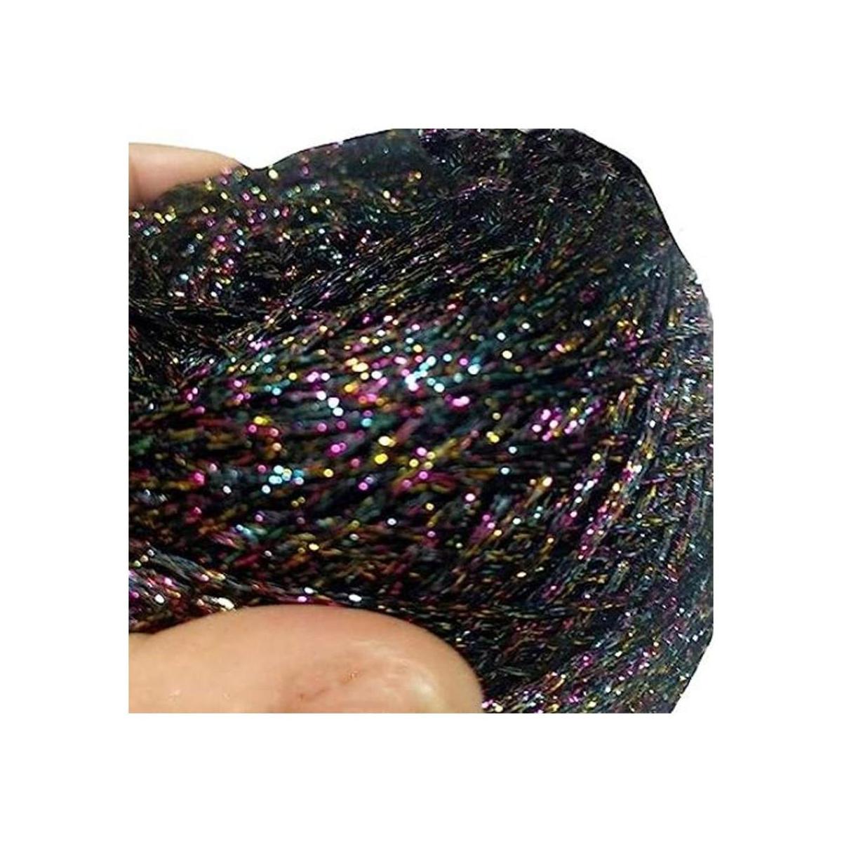 Clisil 3.53 oz DIY Negro Colorido Lurex Hilados Brillantes