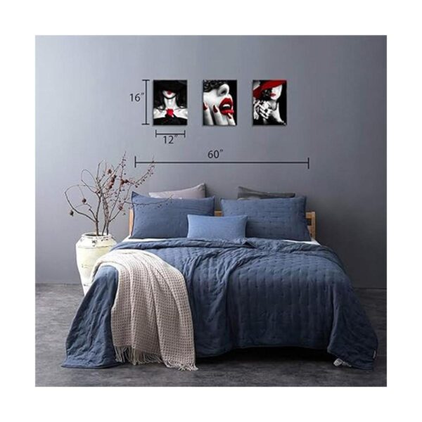 Decoración de dormitorio para mujer labios rojos blanco
