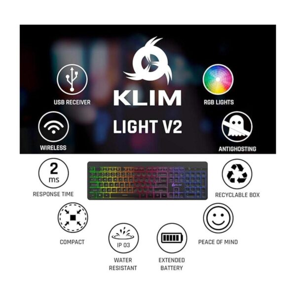 KLIM Light V2 Teclado inalámbrico recargable nuevo_2