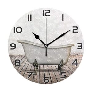 Qilmy Reloj de pared vintage para bañera silencioso sin