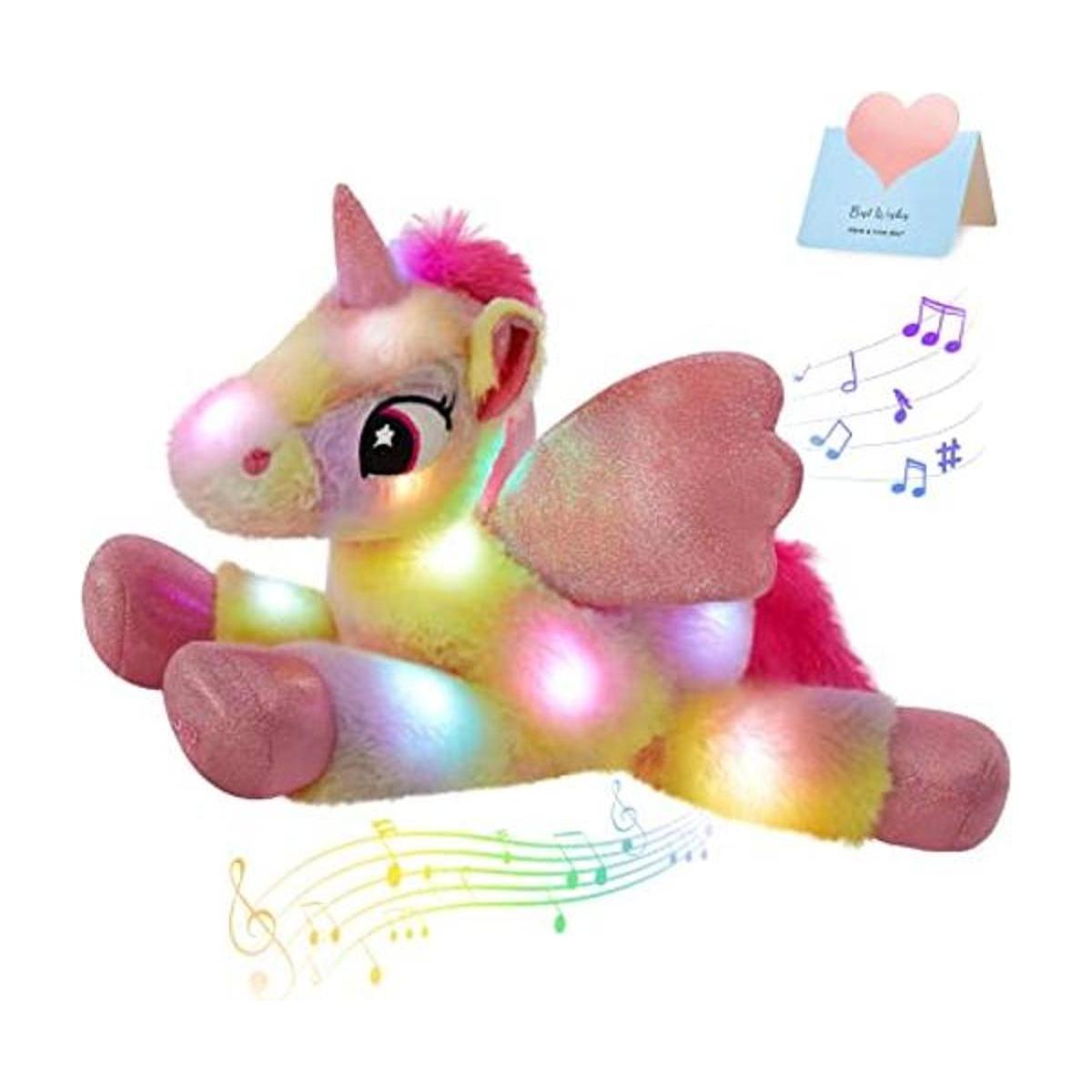Glow Guards Almohada de peluche suave de unicornio con luz
