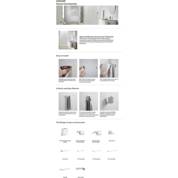 Kohler K23289CP Portarrollos cuadrados para papel