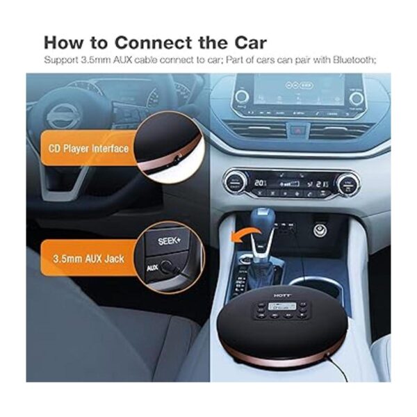 HOTT CD711T Reproductor de CD portátil recargable con_4