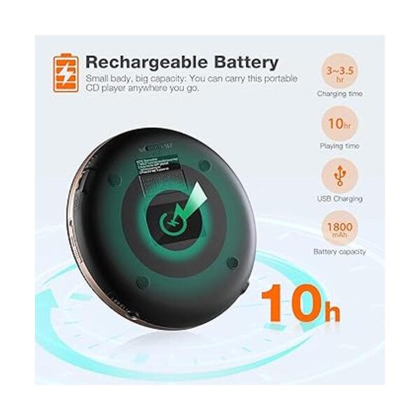 HOTT CD711T Reproductor de CD portátil recargable con_3