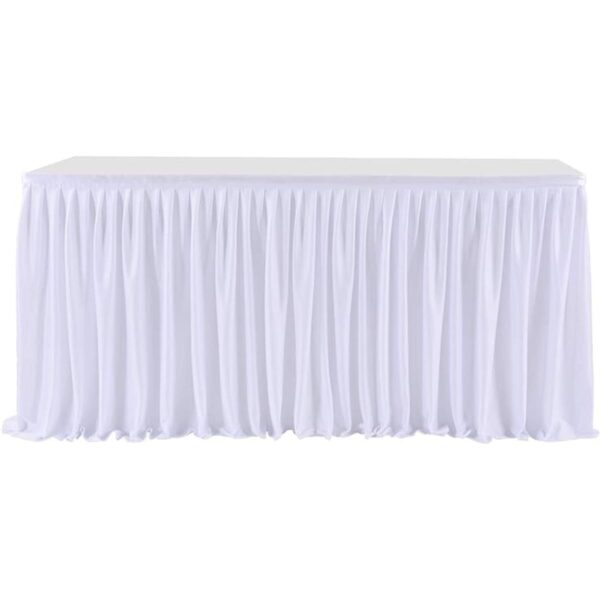 Leegleri Falda de mesa plisada de poliéster blanco para