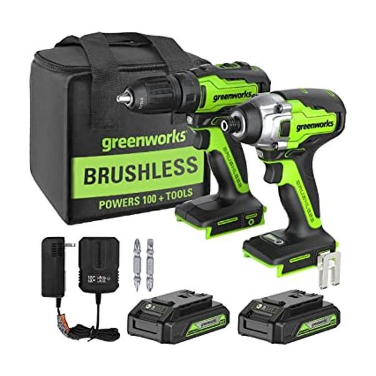 Greenworks Herramientas eléctricas CK24L1520 con kit de
