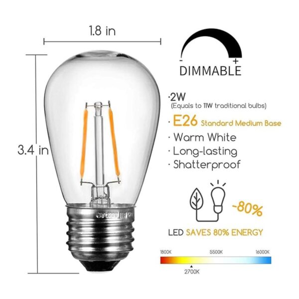 Brightown Bombillas LED S14 inastillables de repuesto E26_3