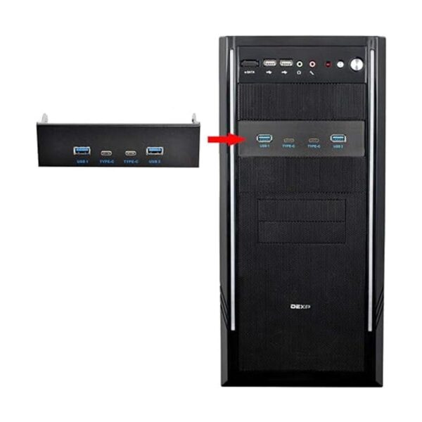 Cablecc USBC y USB 3.0 HUB 4 puertos Panel frontal a placa_6