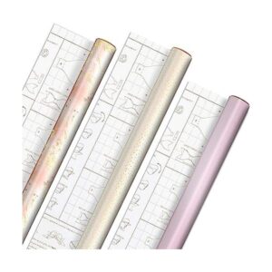 Hallmark Papel de regalo rosa y dorado con líneas de corte_1