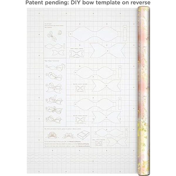 Hallmark Papel de regalo rosa y dorado con líneas de corte_2