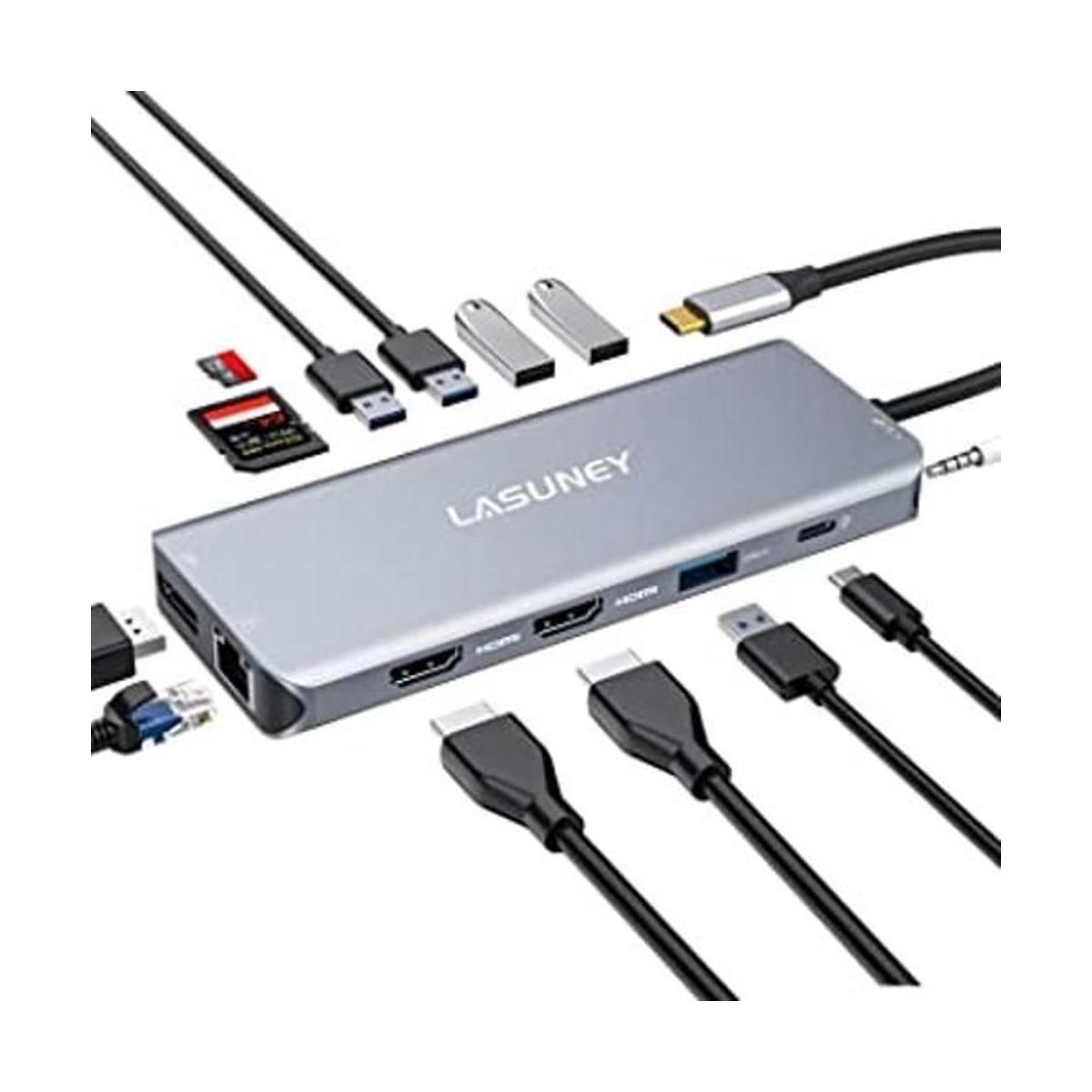 Lasuney Estación de acoplamiento para laptop USB C 13 en 1