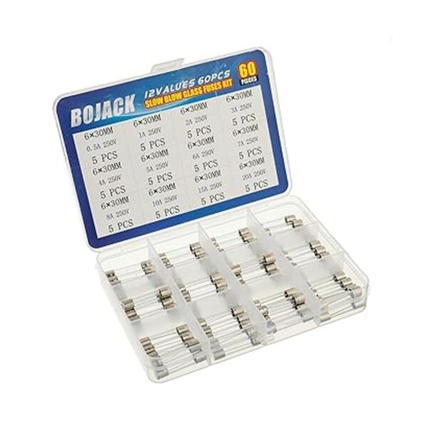 BOJACK Kit surtido de fusibles de vidrio de soplado lento_2