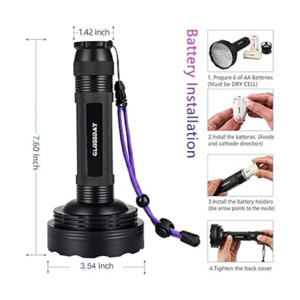 GLOSSDAY Linterna de luz negra 128 linternas UV LED