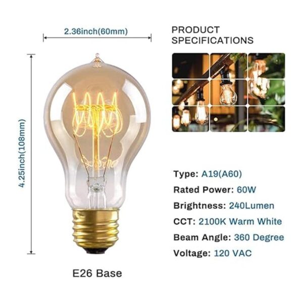 Paquete de 4 bombillas Edison de 60 W bombillas_2