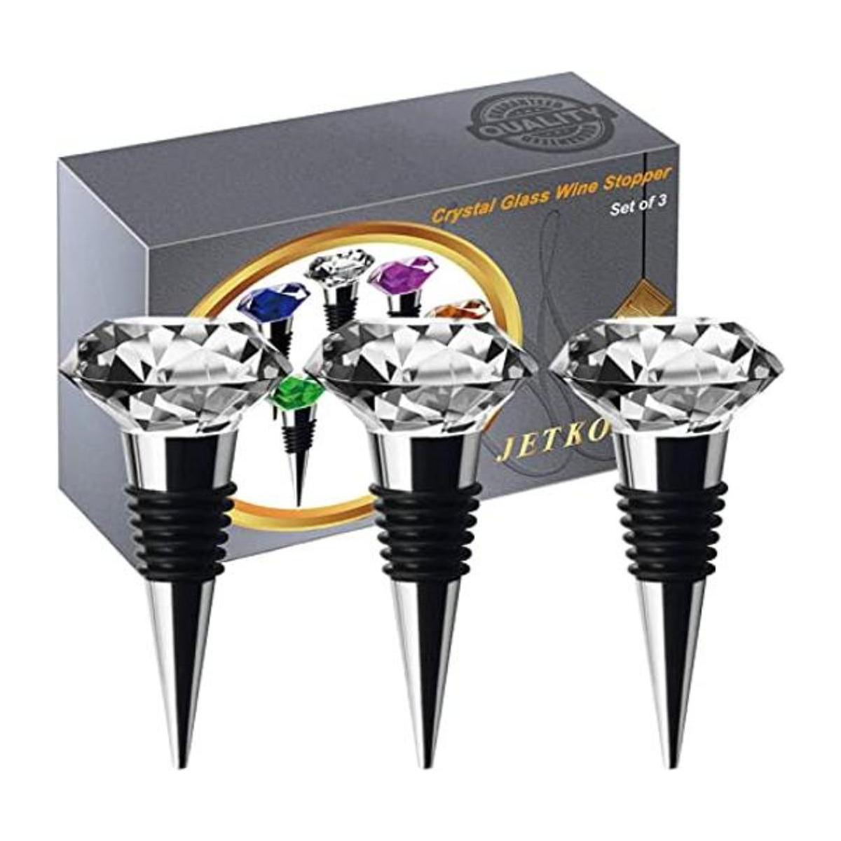 JETKONG 3 tapones de vino de cristal tapón de botella de