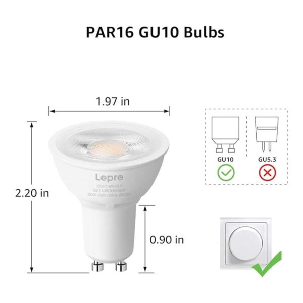 Lepro Bombillas LED GU10 regulables 3000 K color blanco_5