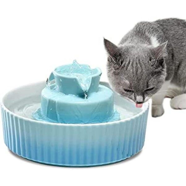 NautyPaws Fuente de agua de cerámica para gatos fuente de_1