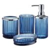 Juego de 4 accesorios de baño de vidrio azul decente_1
