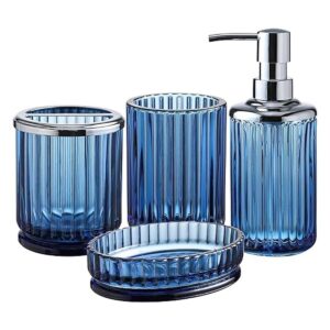 Juego de 4 accesorios de baño de vidrio azul decente_1