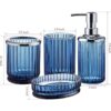 Juego de 4 accesorios de baño de vidrio azul decente_2