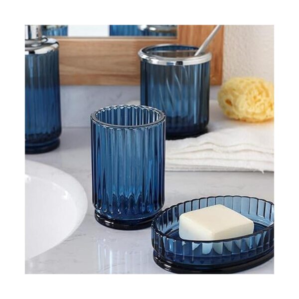Juego de 4 accesorios de baño de vidrio azul decente_5