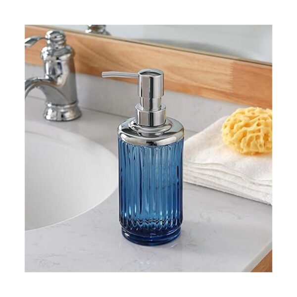 Juego de 4 accesorios de baño de vidrio azul decente_4