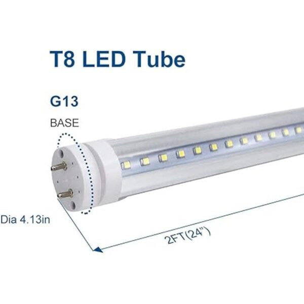 LightingWill Tubo de luz LED T8 de 2 pies luz blanca