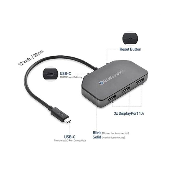 Cable Matters Hub USB C con 3 x DisplayPort y 100 W de_2