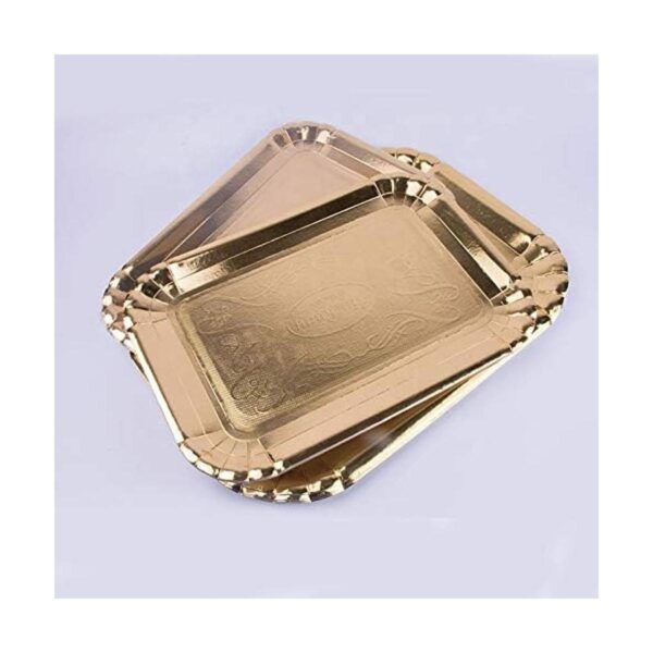 Paquete de 24 bandejas doradas para mesa de postre