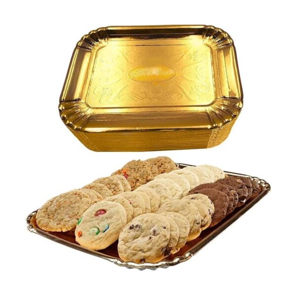 Paquete de 24 bandejas doradas para mesa de postre