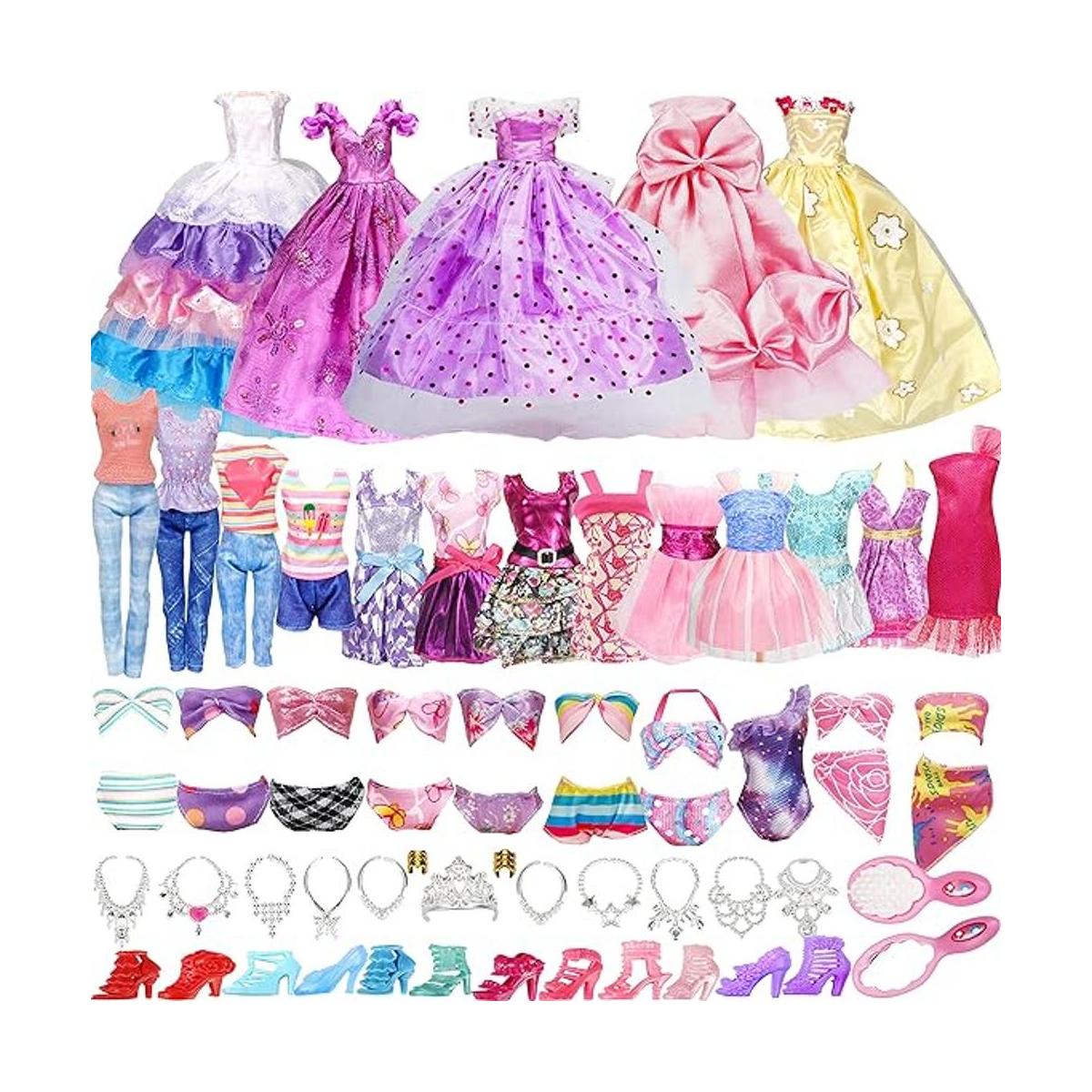 Paquete de 35 ropa de muñeca hecha a mano que incluye 2