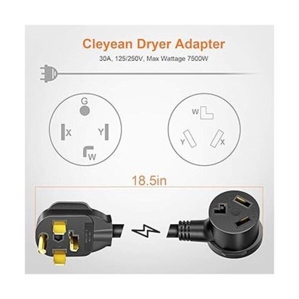 Cleyean Adaptador para secadora de 3 puntas a 4 clavijas_5