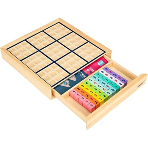 Juego de mesa de rompecabezas de madera con cajón_1
