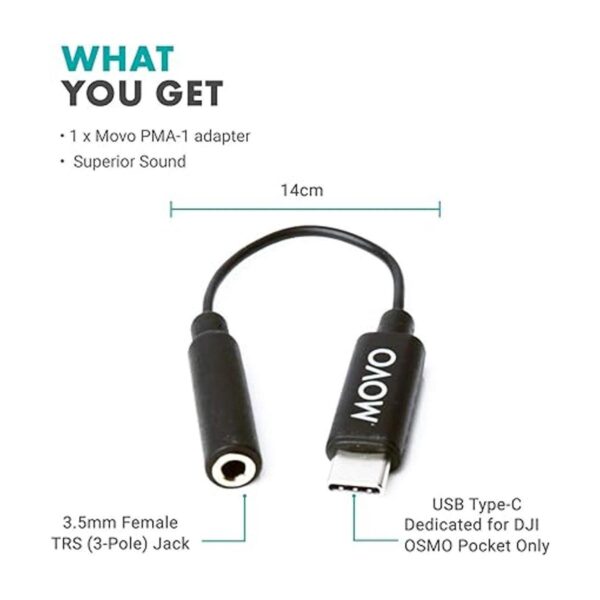 Movo PMA1 DJI Osmo Pocket Micrófono Adaptador de Sonido_5