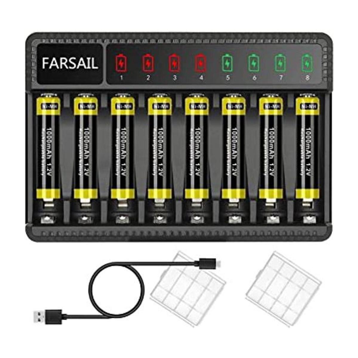 Baterías recargables AAA FARSAIL 8Pack 1000mAh