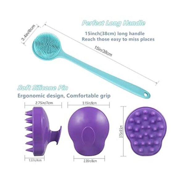 Cepillo de silicona para ducha y masajeador de cuero_3