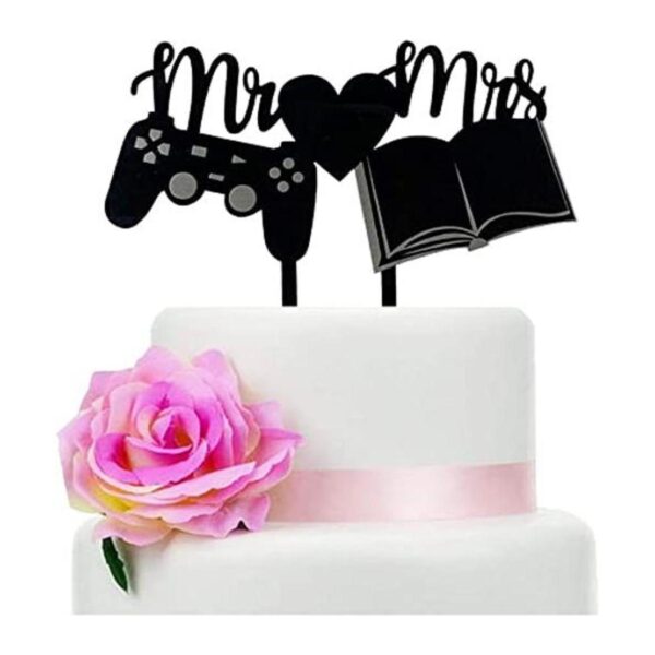 Mr Mrs Decoración para tarta de boda con tapete y libro_1