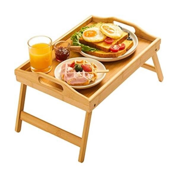 Pipishell Bandeja de cama de bambú con patas plegables_1