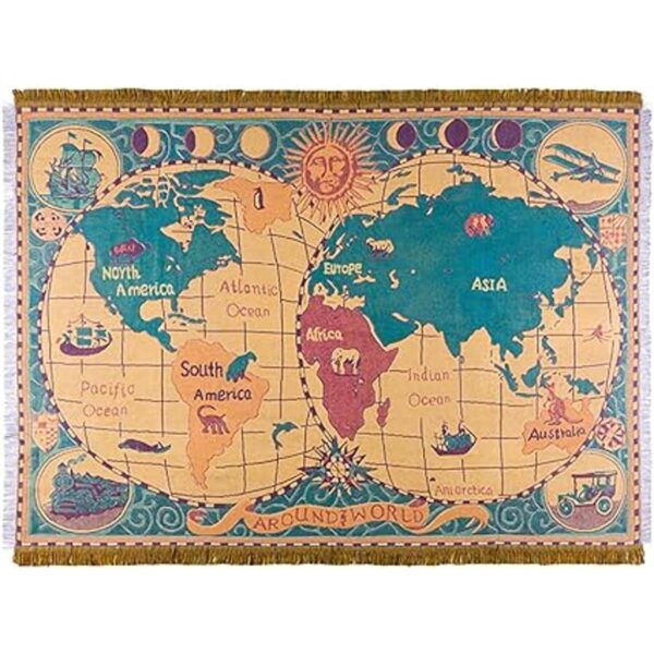 MayNest Manta de mapa mundial reversible hippie