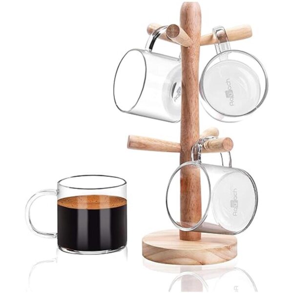 Aquach Juego de 4 tazas de café de 12 onzas incluye árbol_1