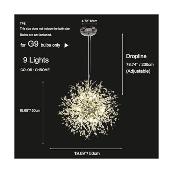 Qamra Lámpara de araña de cristal de oro con 9 luces con