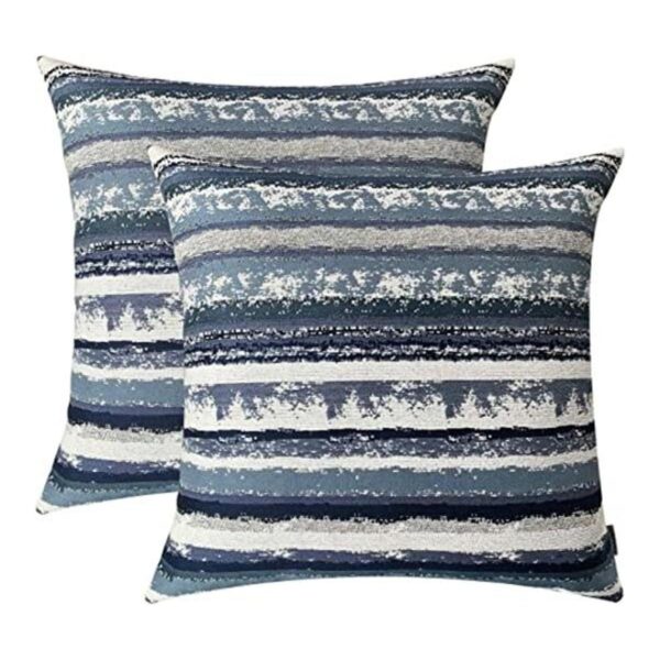 ROMANDECO Set of 2 Stripe Pillow Case Jacquard Square_1