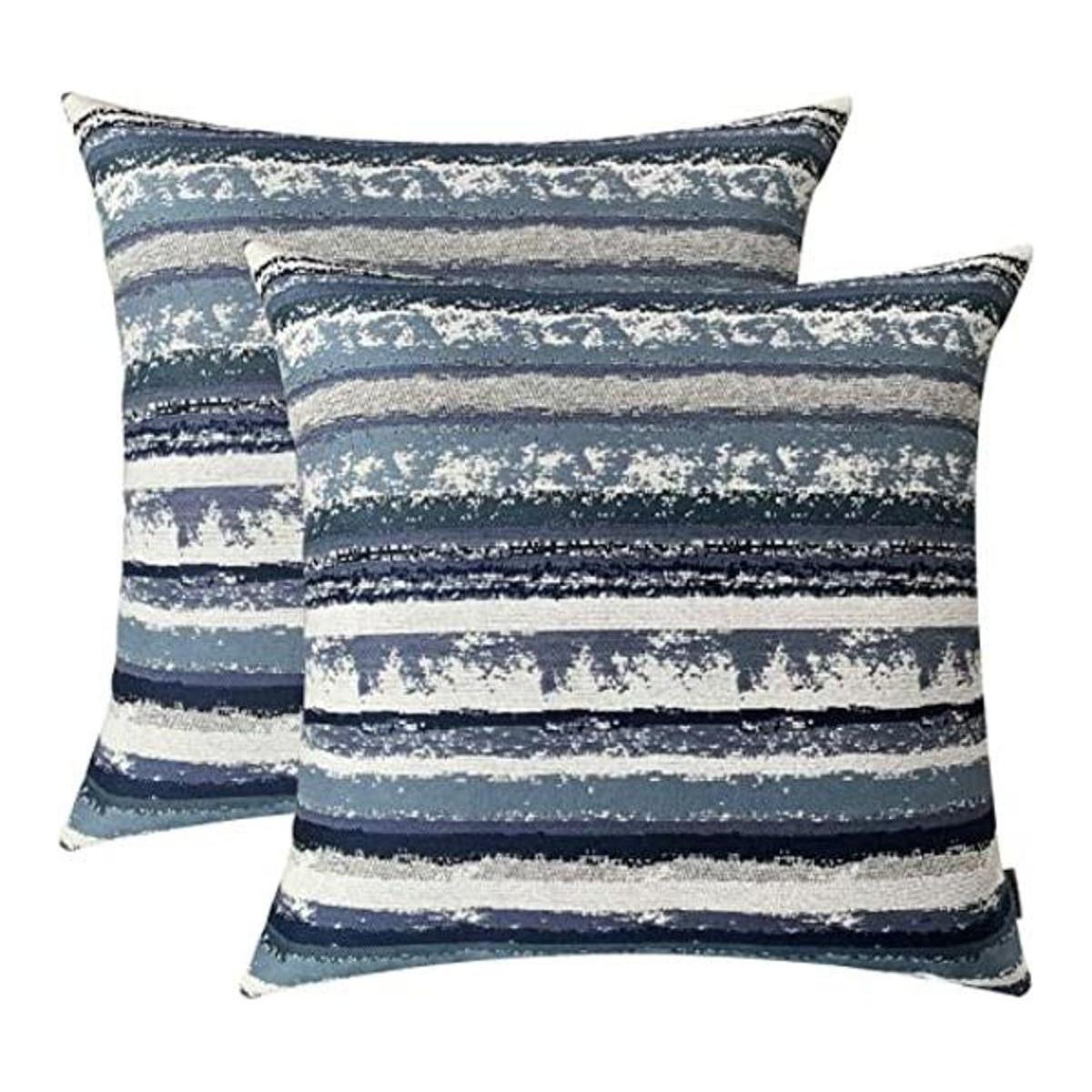 ROMANDECO Set of 2 Stripe Pillow Case Jacquard Square